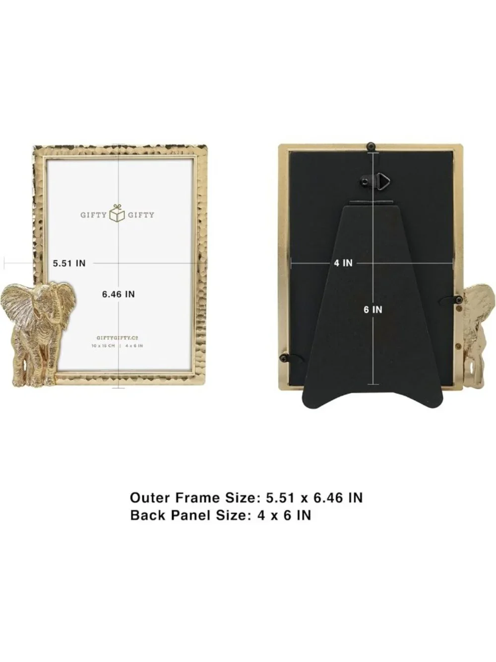 Elegant Gold Elephant Picture Frame 4x6 for Tabletop Decor - Ideal for Home